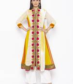 Off White Embroidered Georgette Salwar