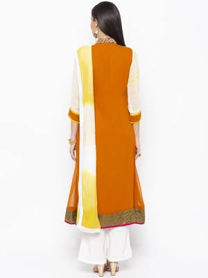 Off White Embroidered Georgette Salwar 3