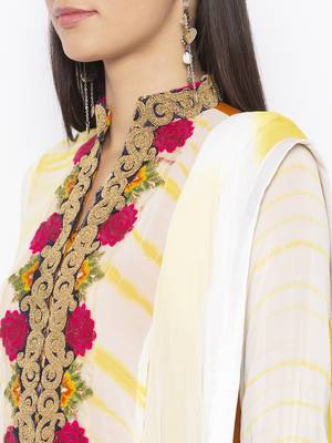 Off White Embroidered Georgette Salwar 4