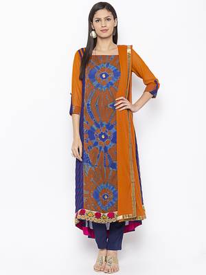 Mustard Embroidered Georgette Salwar 1