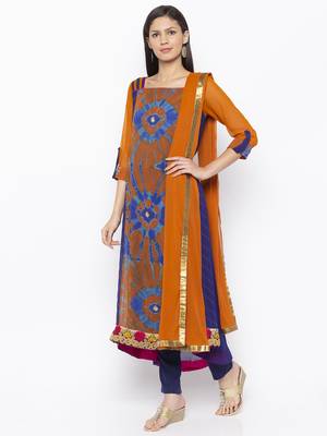 Mustard Embroidered Georgette Salwar 2