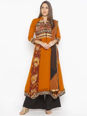 Mustard Embroidered Georgette Salwar 1