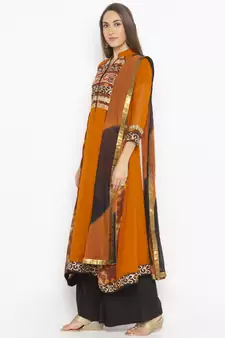 Mustard Embroidered Georgette Salwar