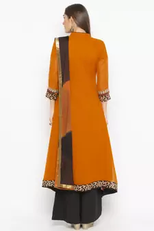 Mustard Embroidered Georgette Salwar