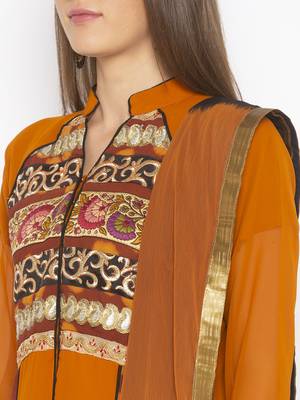 Mustard Embroidered Georgette Salwar 4