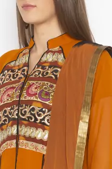 Mustard Embroidered Georgette Salwar