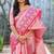Pink printed banarasi saree with blouse