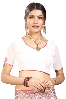 White Embroidered Georgette Saree With Blouse 5