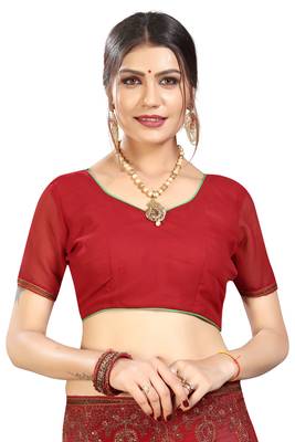 Maroon Embroidered Georgette Saree With Blouse 5