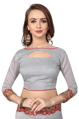 Grey Embroidered Georgette Saree With Blouse 4