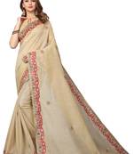 Beige Embroidered Georgette Saree With Blouse