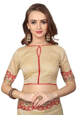 Beige Embroidered Georgette Saree With Blouse 4