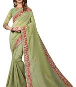 Green Embroidered Georgette Saree With Blouse