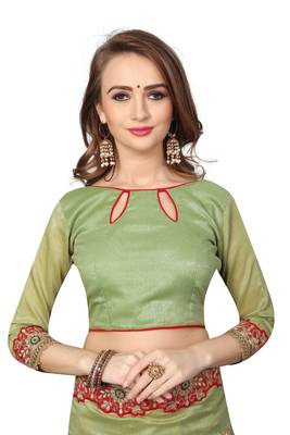 Green Embroidered Georgette Saree With Blouse 4