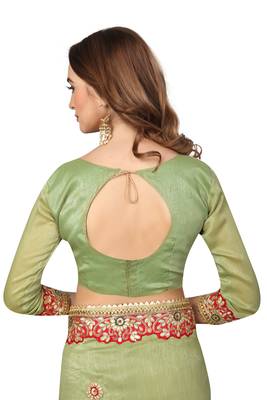 Green Embroidered Georgette Saree With Blouse 5