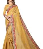 Mustard Embroidered Georgette Saree With Blouse