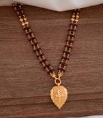 Maroon beads LONG necklace with golden cross in leaf pendant one gram gold