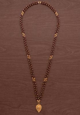 Maroon beads LONG necklace with golden cross in leaf pendant one gram gold 2