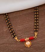 Black beads mangalsutra MEDIUM length with single vati pendant one gram gold