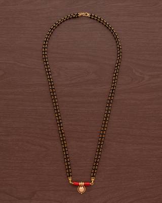 Black beads mangalsutra MEDIUM length with single vati pendant one gram gold 2