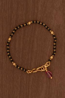 Black beads bracelet with ruby bead hanging one gram gold 1