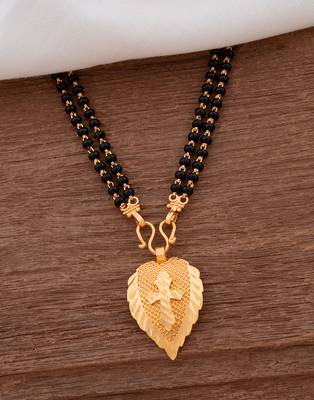 Black beads mangalsutra LONG with cross vati one gram gold 1