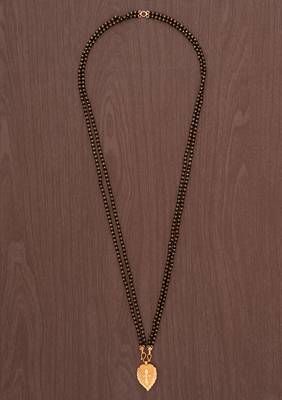 Black beads mangalsutra LONG with cross vati one gram gold 2