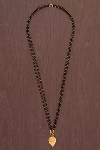 Black beads mangalsutra LONG with cross vati one gram gold
