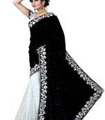Black Woven Velvet Saree With Blouse