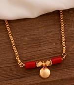 Golden mangalsutra with black beads LONG one gram gold