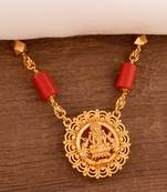 Coral necklace with Laxmi pendant one gram gold