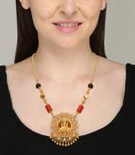 Laxmi pendant chain with coral beads SHORT