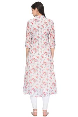 White printed chiffon ethnic-kurtis 4