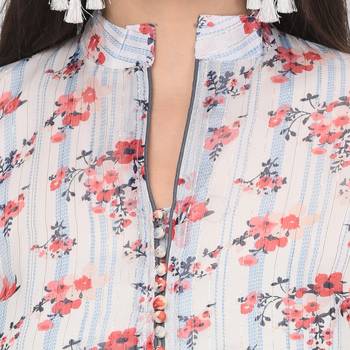 White printed chiffon ethnic-kurtis 5
