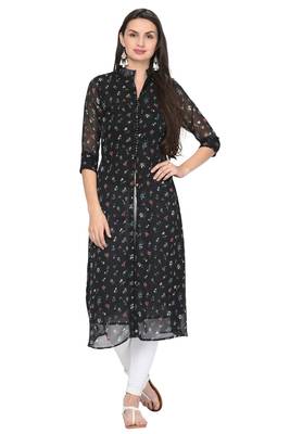 Black printed chiffon ethnic-kurtis 1