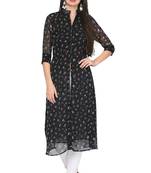 Black printed chiffon ethnic-kurtis