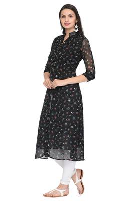 Black printed chiffon ethnic-kurtis 2