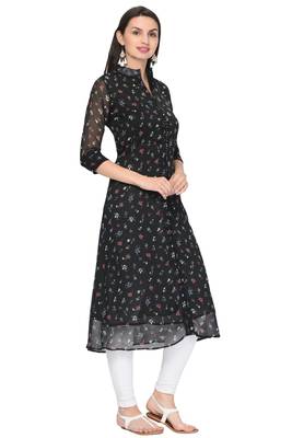 Black printed chiffon ethnic-kurtis 3