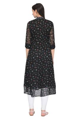 Black printed chiffon ethnic-kurtis 4