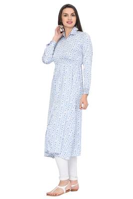 Light-aqua-blue printed satin ethnic-kurtis 2