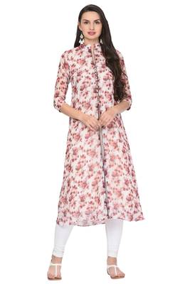 Red printed chiffon ethnic-kurtis 1