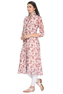 Red printed chiffon ethnic-kurtis 2