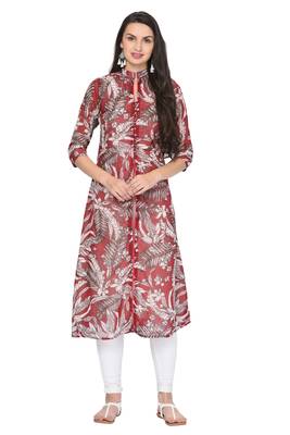 Red printed georgette ethnic-kurtis 1
