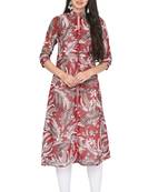 Red printed georgette ethnic-kurtis
