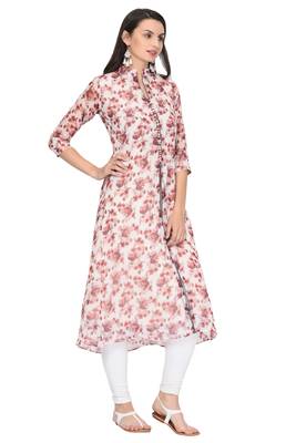Red printed chiffon ethnic-kurtis 3