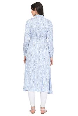 Light-aqua-blue printed satin ethnic-kurtis 4