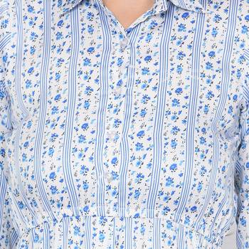 Light-aqua-blue printed satin ethnic-kurtis 5
