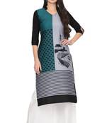 Grey printed rayon ethnic-kurtis