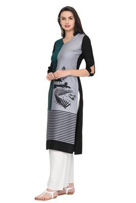 Grey printed rayon ethnic-kurtis 2