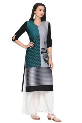 Grey printed rayon ethnic-kurtis 3